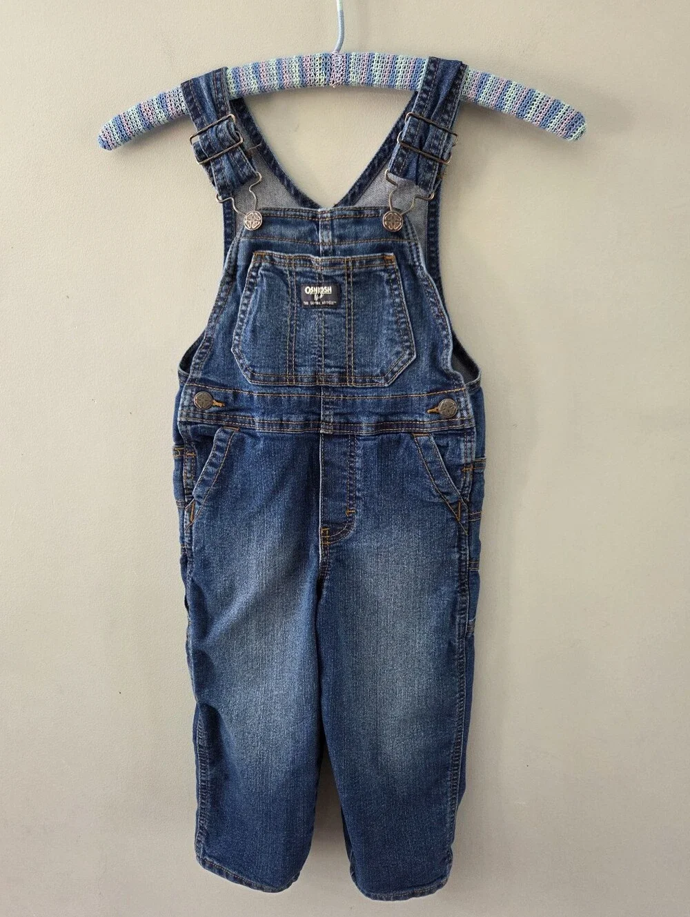 Oshkosh B'gosh VESTBAK Blue Denim Overalls Toddler 3T Straps Cotton Classic